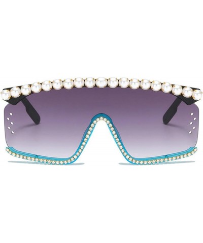 oversized Shiny Rhinestone Pearl Sunglasses Women Fashion Diamond bling party Sun Glasses Crystal Shades Blue $10.36 Square