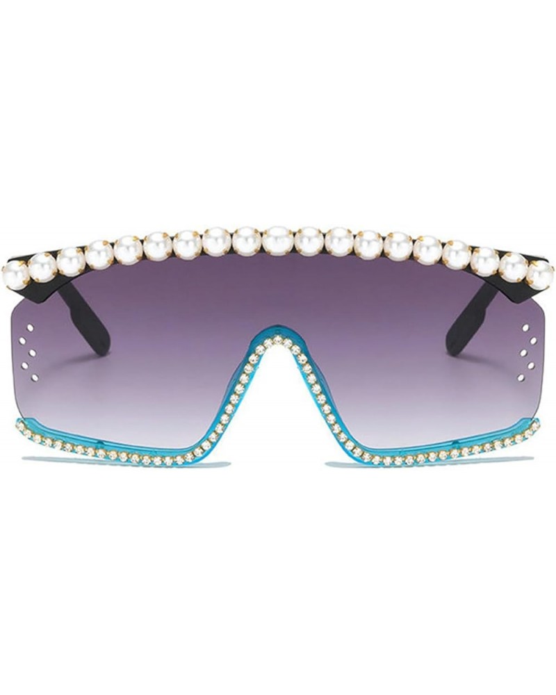 oversized Shiny Rhinestone Pearl Sunglasses Women Fashion Diamond bling party Sun Glasses Crystal Shades Blue $10.36 Square