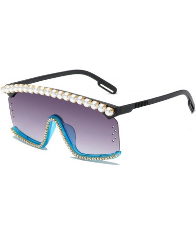 oversized Shiny Rhinestone Pearl Sunglasses Women Fashion Diamond bling party Sun Glasses Crystal Shades Blue $10.36 Square