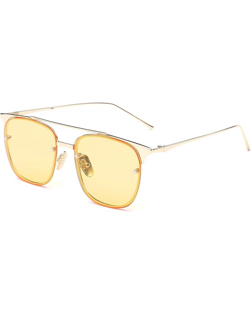 Metal Frame Colorful Tinted Lens Aviator Sunglasses1929 Gold,yellow $9.17 Aviator