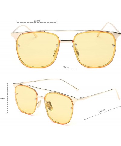 Metal Frame Colorful Tinted Lens Aviator Sunglasses1929 Gold,yellow $9.17 Aviator