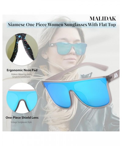 Womens Sunglasses, Polarized Siamese Sunglasses With Full Mirrored Lens, Trendy One Piece Shield Sunglasses C5 $11.01 Square