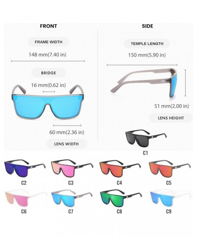 Womens Sunglasses, Polarized Siamese Sunglasses With Full Mirrored Lens, Trendy One Piece Shield Sunglasses C5 $11.01 Square