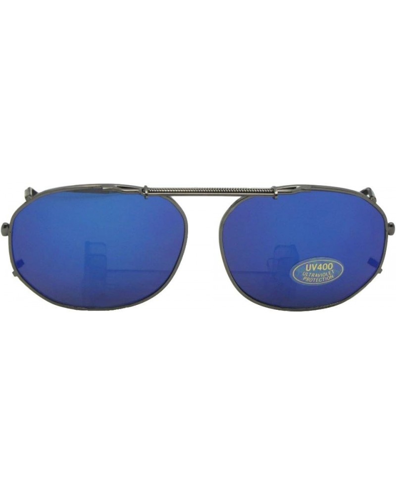 Round Square Color Mirror Non Polarized Clip-on Sunglass Pewter-blue Mirror Gray Lens $11.73 Wayfarer