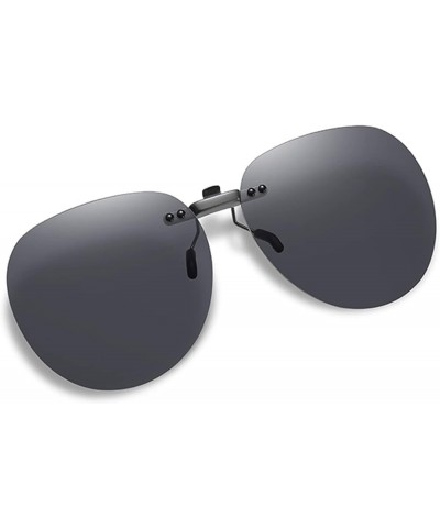 Clip On Sunglasses Polarized Over Prescription Glasses Unisex Rimless Non-Flip Up Oval Black Lens $10.43 Rimless