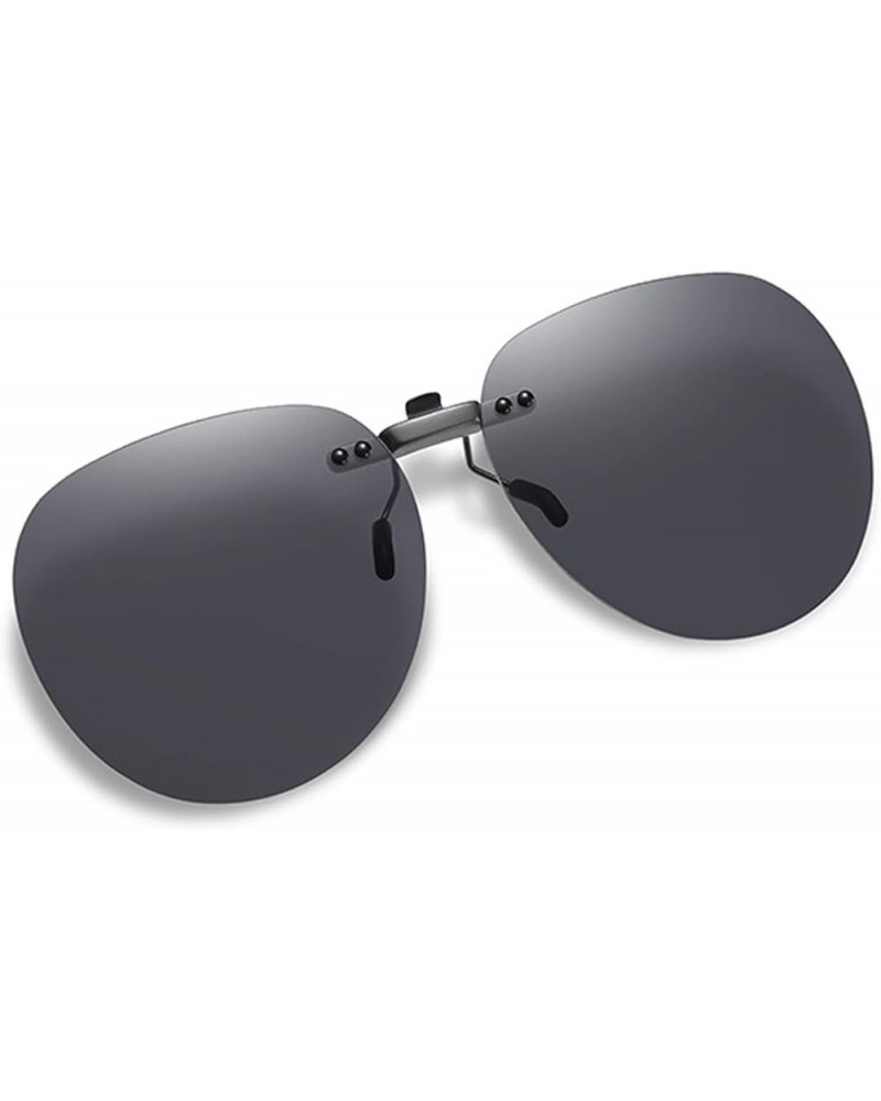 Clip On Sunglasses Polarized Over Prescription Glasses Unisex Rimless Non-Flip Up Oval Black Lens $10.43 Rimless