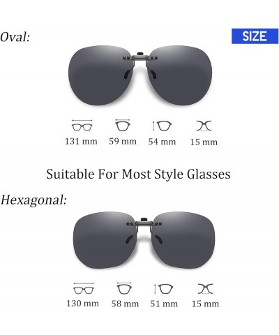 Clip On Sunglasses Polarized Over Prescription Glasses Unisex Rimless Non-Flip Up Oval Black Lens $10.43 Rimless