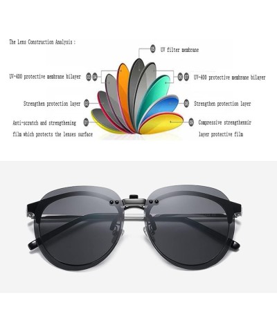 Clip On Sunglasses Polarized Over Prescription Glasses Unisex Rimless Non-Flip Up Oval Black Lens $10.43 Rimless