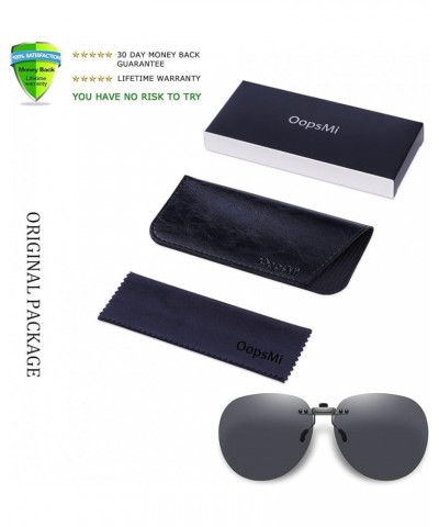 Clip On Sunglasses Polarized Over Prescription Glasses Unisex Rimless Non-Flip Up Oval Black Lens $10.43 Rimless