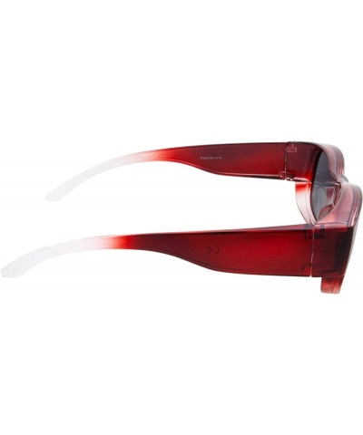 Womens Polarized Fit Over Glasses Sunglasses Oval Cover Overs Red Fade $11.79 Rectangular