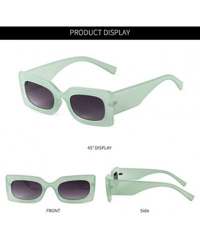 Rectangle Sunglasses for Women Retro 90s Trendy Chunky Glasses Outdoor Sun Glasses Pink Frame Green/Grey $8.66 Rectangular