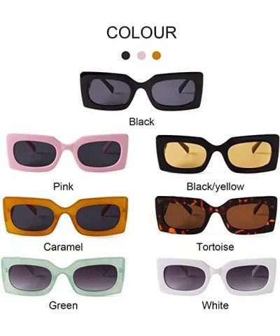 Rectangle Sunglasses for Women Retro 90s Trendy Chunky Glasses Outdoor Sun Glasses Pink Frame Green/Grey $8.66 Rectangular