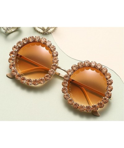 Round Rhinestone Sunglasses Women Fashion Diamond bling party Sun Glasses Crystal Trim Jeweled Frame Costume Shades 2pcs-whit...