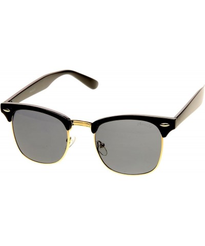 Half Frame Semi-Rimless Horn Rimmed Sunglasses Black-silver / Smoke $9.59 Rimless