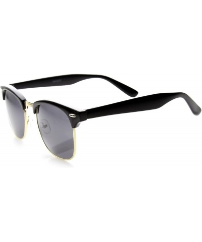 Half Frame Semi-Rimless Horn Rimmed Sunglasses Black-silver / Smoke $9.59 Rimless