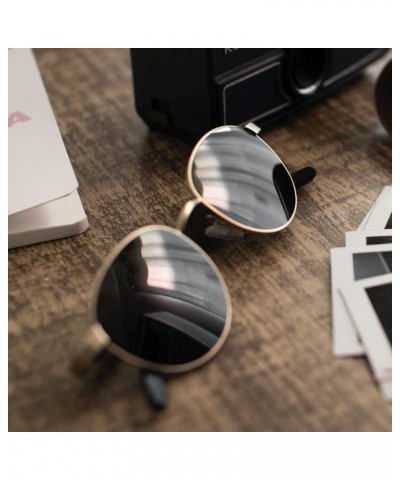 Small Round Polarized Sunglasses for Women Men Classic Vintage Retro Shades UV400 TY2221 Gold Black+all Black $10.45 Round