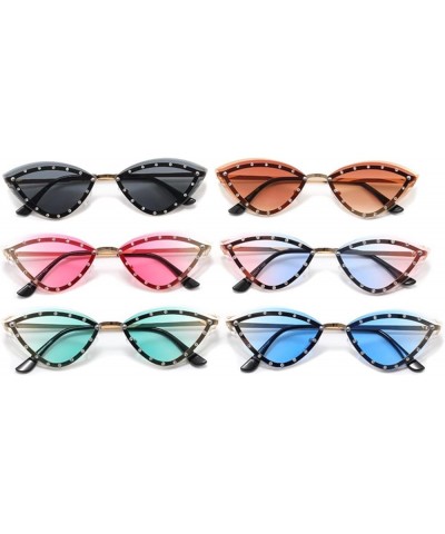 Cat Eye Metal Men And Women Sunglasses Hip-hop Prom Party Decorative Commuter Trend UV400 Sunglasses Gift B $10.67 Designer