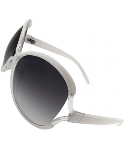 Qtqgoitem Ladies White Frame Oval Lens Slim Temples Sunglasses (Model: e9a 62d 970 f10 eaa) $9.69 Designer