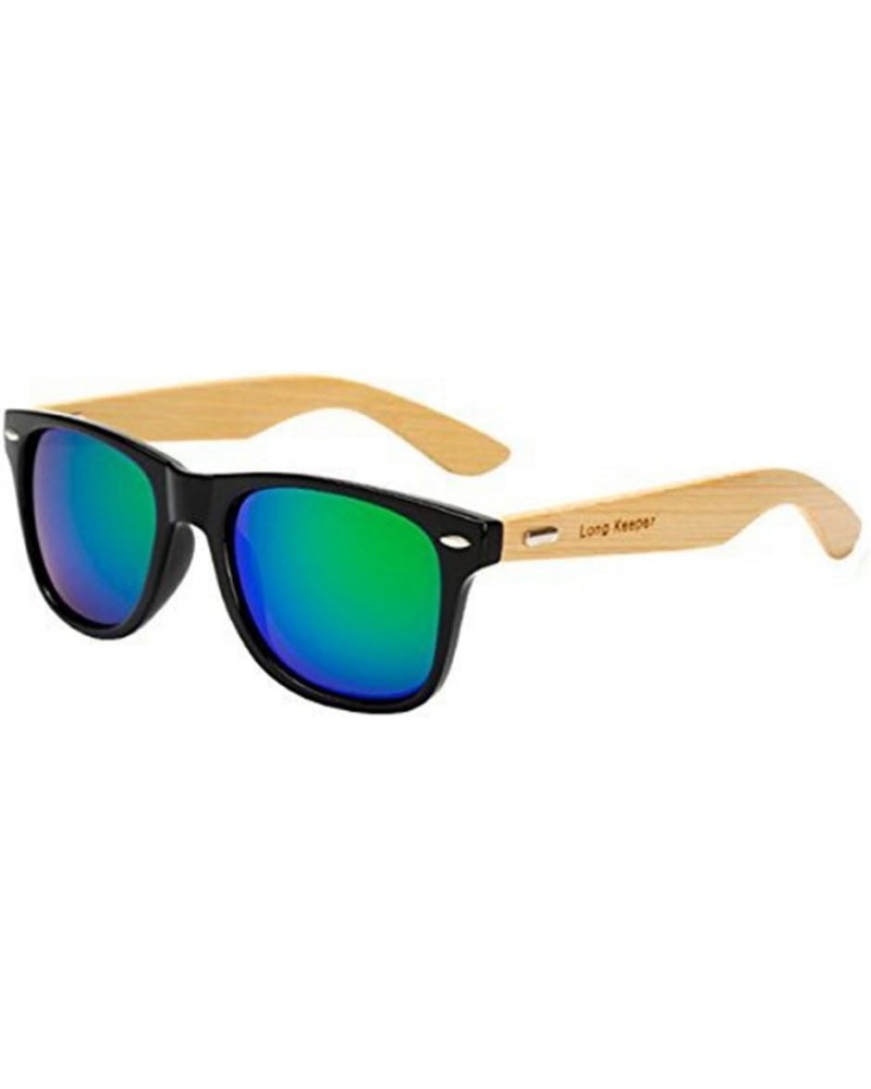 Bamboo Wood Arms Sunglasses for Women Men Black Green $8.38 Designer