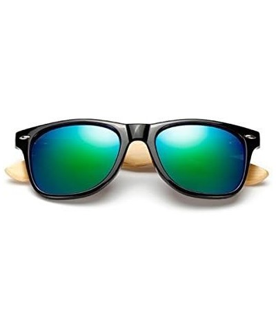 Bamboo Wood Arms Sunglasses for Women Men Black Green $8.38 Designer