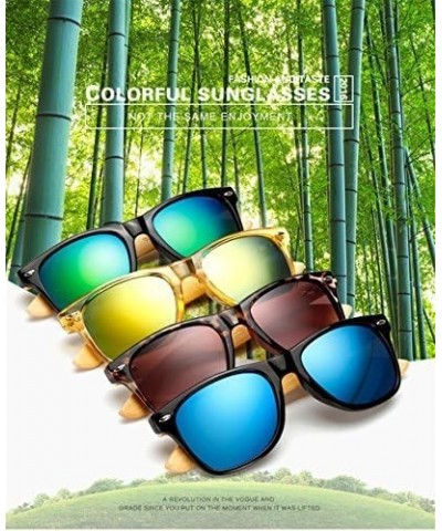 Bamboo Wood Arms Sunglasses for Women Men Black Green $8.38 Designer