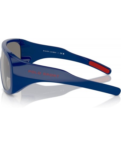 Men's Ph4215u Universal Fit Shield Sunglasses Shiny Royal Blue/Light Grey Mirrored Silver $85.41 Shield