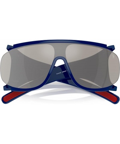 Men's Ph4215u Universal Fit Shield Sunglasses Shiny Royal Blue/Light Grey Mirrored Silver $85.41 Shield