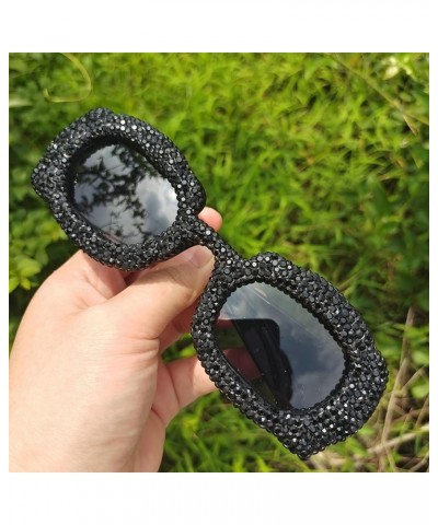 Cute Diamond Sunglasses Women Rhinestone Square Sunglasses Vintage Female bling Party sunglasses Eyewear 2pcs-black&white $14...