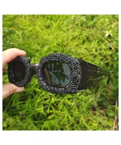 Cute Diamond Sunglasses Women Rhinestone Square Sunglasses Vintage Female bling Party sunglasses Eyewear 2pcs-black&white $14...