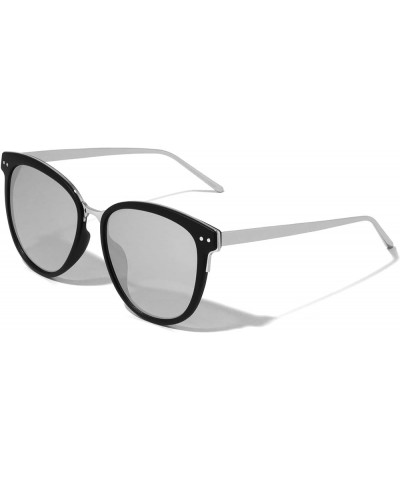 Daegu Flat Lens Retro Color Mirror Cat Eye Sunglasses Silver $11.94 Aviator