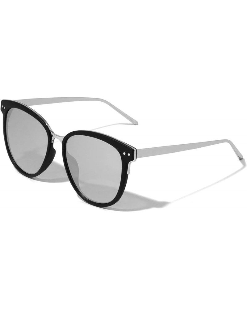 Daegu Flat Lens Retro Color Mirror Cat Eye Sunglasses Silver $11.94 Aviator