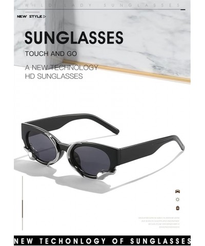 Fashion Men and Women Street Shots Sunglasses Retro Cat Eye Sunglasses (Color : F, Size : Medium) Medium B $18.20 Designer