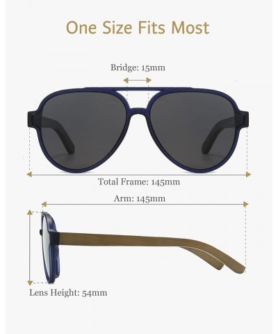 Wood Sunglasses UV Protection Polarized Lenes Classic Aviator Wooden Frame for Men and Women C5 Blue/Grey(aviator) $14.83 Square