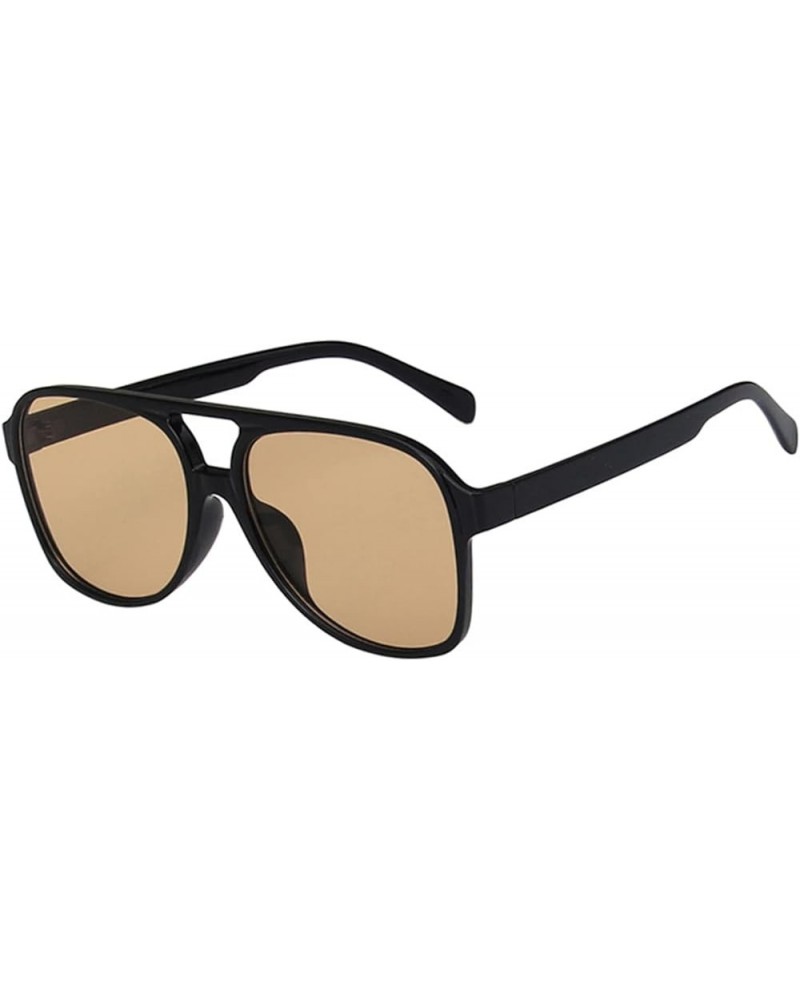 Fashion Sunglasses Women's and Men's Retro Oversized Style Multicolor Square Sunglasses Khaki $9.34 Square