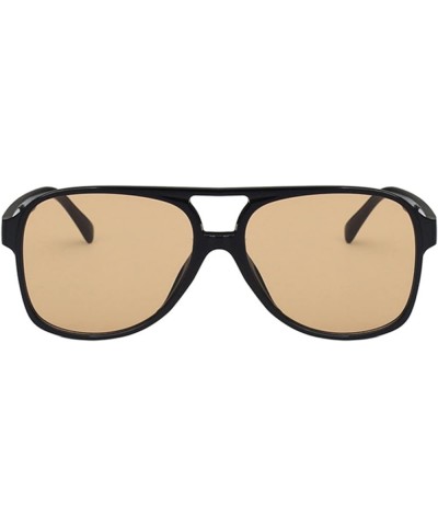 Fashion Sunglasses Women's and Men's Retro Oversized Style Multicolor Square Sunglasses Khaki $9.34 Square