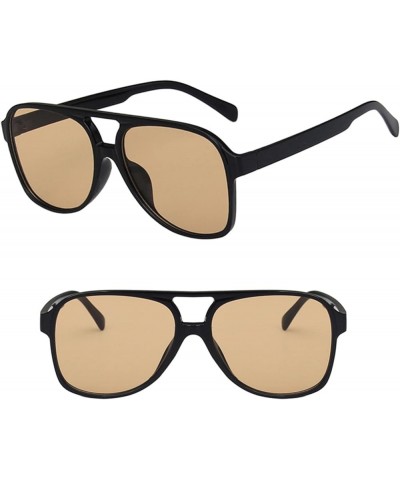 Fashion Sunglasses Women's and Men's Retro Oversized Style Multicolor Square Sunglasses Khaki $9.34 Square