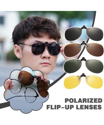 Retro Polarized Clip on Sunglasses Flip up Plastic Sunglasses Night Vision Eyeglasses for Driving Fishing Traveling Brown $3....