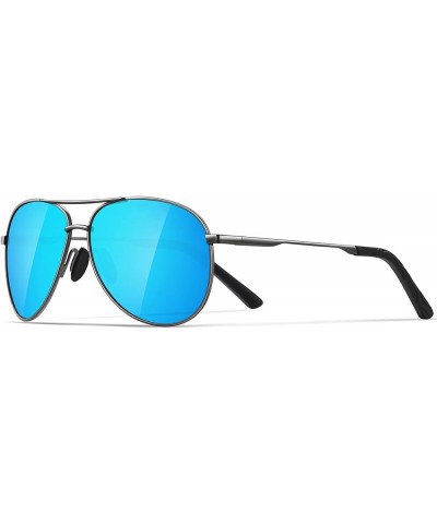 Classic Aviator Sunglasses for Men Women Retro Trendy Driving Sun glasses Polarized Lens UV Blocking Gun Frame Blue Lens $8.3...