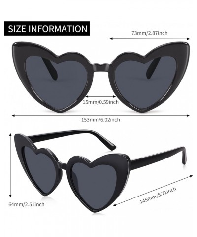 6 Pack Heart Shaped Sunglasses, Retro Cat Goggles, Vintage Bulk Cute Shade for Women, Bachelorette Party Favors 5 Black +1 Wh...