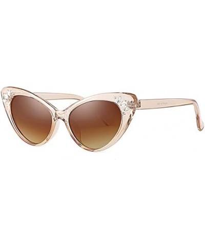 Vintage Retro Crystal Diamond Sun Glasses Women Luxury Cat Eye Sunglasses Female Sunwear Clear Lens Feminino Frame Aof97568-c...