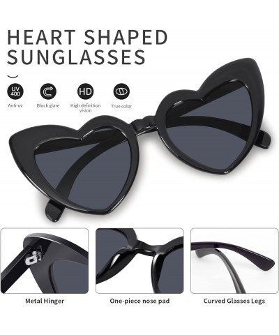 6 Pack Heart Shaped Sunglasses, Retro Cat Goggles, Vintage Bulk Cute Shade for Women, Bachelorette Party Favors 5 Black +1 Wh...