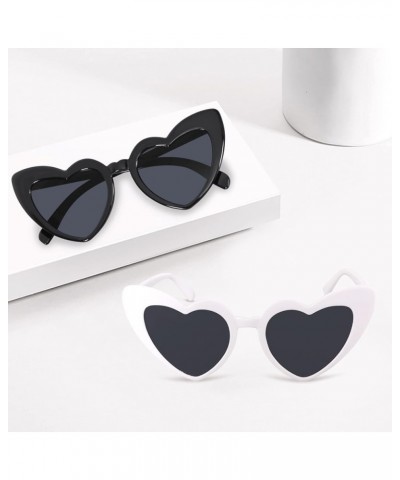 6 Pack Heart Shaped Sunglasses, Retro Cat Goggles, Vintage Bulk Cute Shade for Women, Bachelorette Party Favors 5 Black +1 Wh...