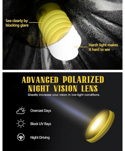 Polarized Night Vision Glasses for Men Women, Trendy Yellow Lens Glasses for Night Driving, UV400 Protection A02 White Tortoi...