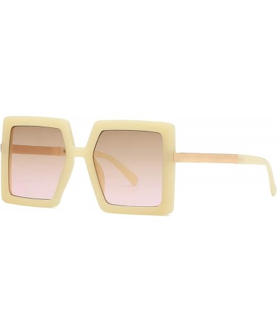 Retro Sunglasses for Women Trendy Classic Thick Square Frame Sunglasses UV400 Protection White&pink $9.80 Square