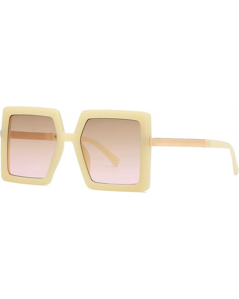 Retro Sunglasses for Women Trendy Classic Thick Square Frame Sunglasses UV400 Protection White&pink $9.80 Square