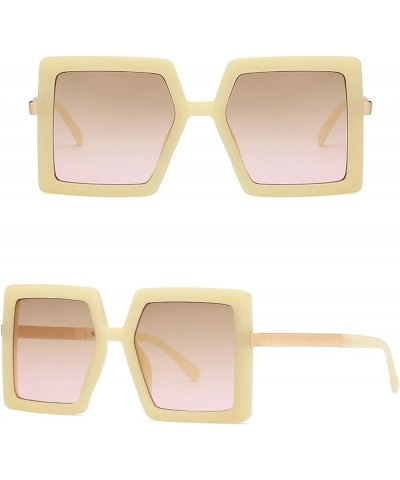 Retro Sunglasses for Women Trendy Classic Thick Square Frame Sunglasses UV400 Protection White&pink $9.80 Square