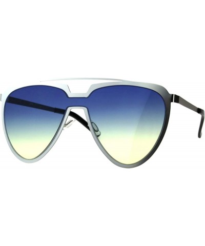 Unique Aviator Sunglasses Unisex Oversized Futuristic Fashion Shades Silver (Blue Yellow) $9.33 Aviator