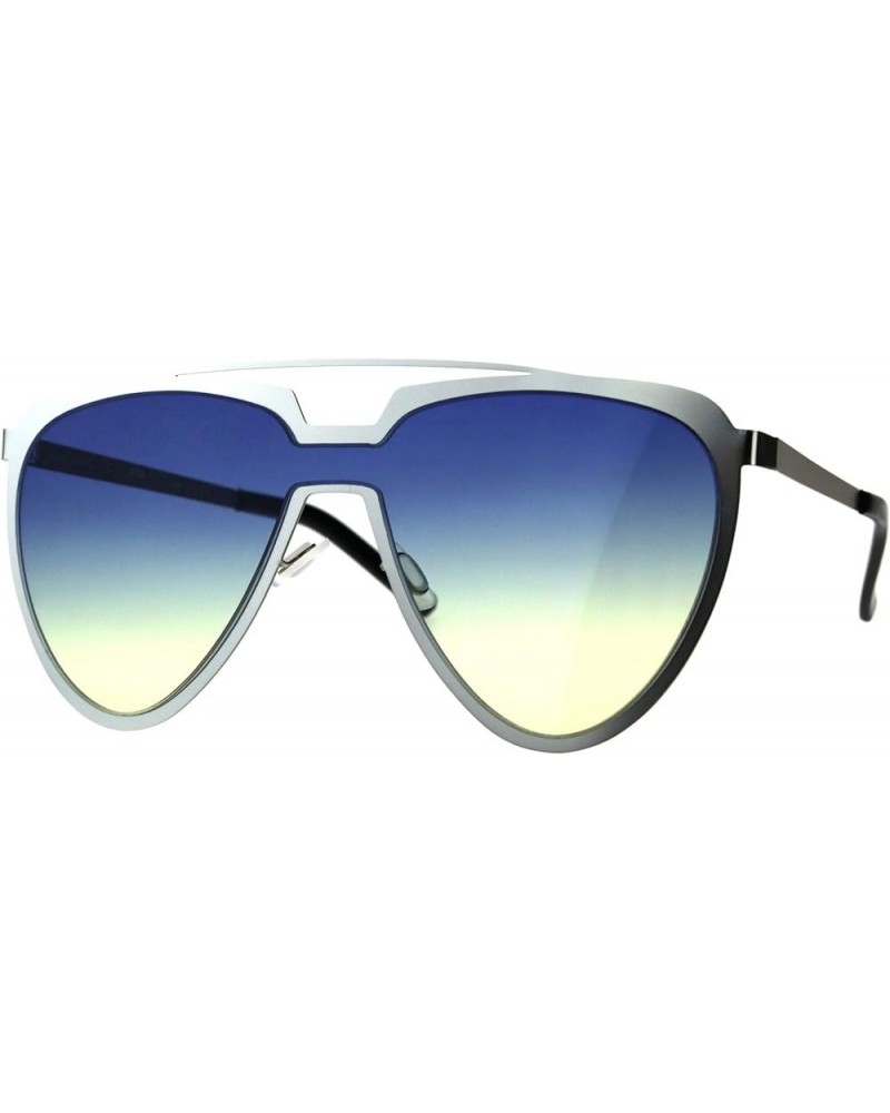 Unique Aviator Sunglasses Unisex Oversized Futuristic Fashion Shades Silver (Blue Yellow) $9.33 Aviator