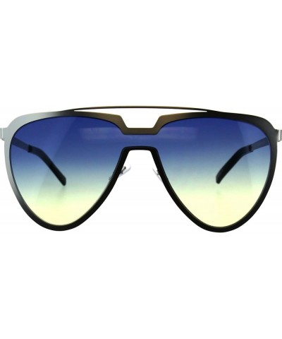 Unique Aviator Sunglasses Unisex Oversized Futuristic Fashion Shades Silver (Blue Yellow) $9.33 Aviator