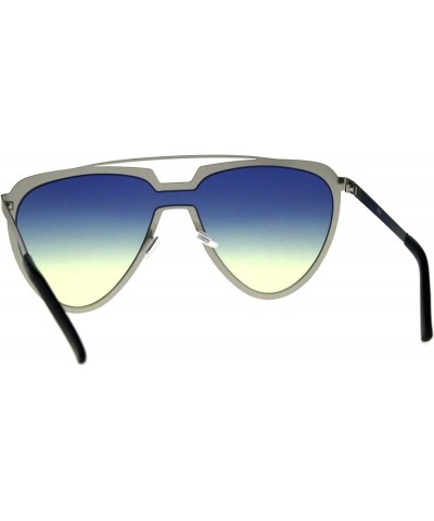 Unique Aviator Sunglasses Unisex Oversized Futuristic Fashion Shades Silver (Blue Yellow) $9.33 Aviator